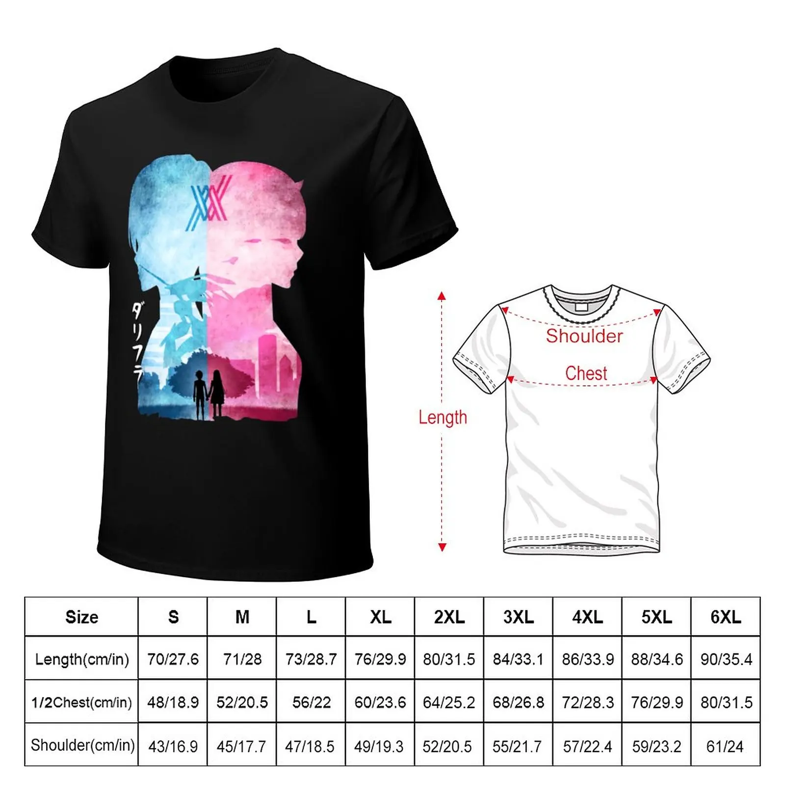 Darling In The Franxx Minimalist Silhouette Hiro & Zero Two T-Shirt hippie clothes oversized mens graphic t-shirts pack