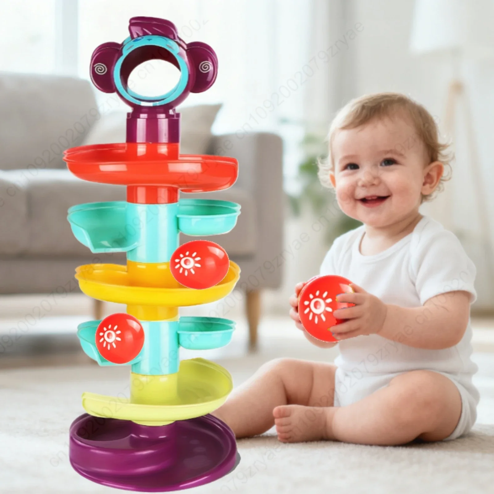 ของเล่นเสริมพัฒนาการเด็กเล็ก 5 ชั้น ลูกบอลกลิ้งบนรางหมุน ของเล่นเสริมทักษะการเรียนรู้สำหรับเด็ก ของขวัญสำหรับเด็ก
