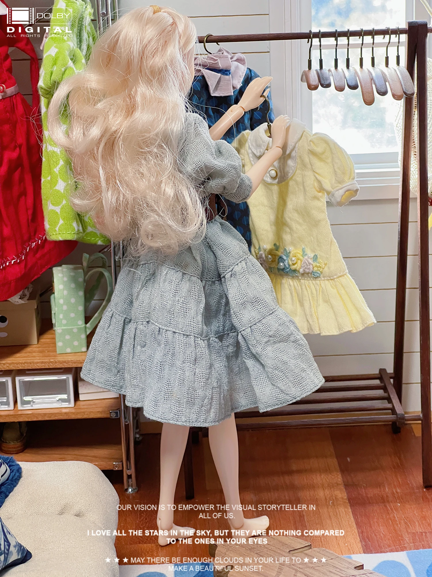 1/6 poppenhuis model meubelaccessoires minimodel Massief houten meubelen miniatuur kleerhanger