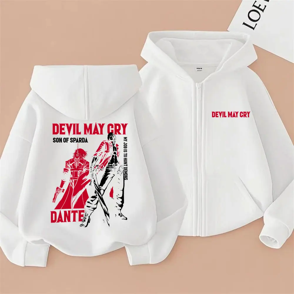 Anime Devil May Cry Son of Sparda Dante Reißverschluss Hoodie Männer Frauen Cartoon Manga Zip Up Jacke Mantel Unisex Vintage Casual Hoodies – Detail 7