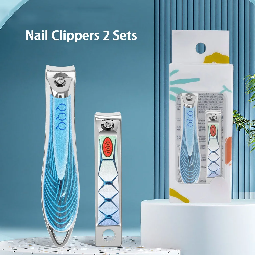 

​​​2 Pcs/Set Sharp Nail Clippers Stainless Steel Clipper Fingernail Scissors Cutter Manicure Tools Trimmer With Nail Files