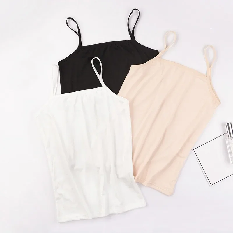 Sexy Sling Vest Women Girls Solid Color Versatile Elastic Crop Tops Soft Comfortable Breathable Vest Tops Fashion Accessories