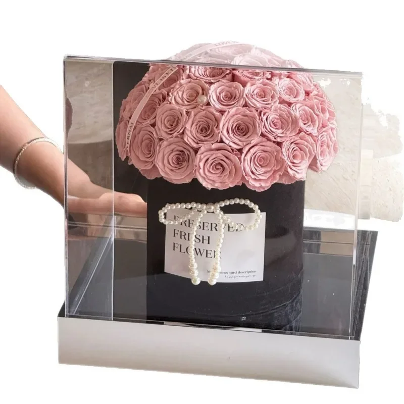 

Qixi Festival Immortal Flower Xiaoxiangfeng Rose Hug Bucket Valentine's Day Birthday Gift Real Flower