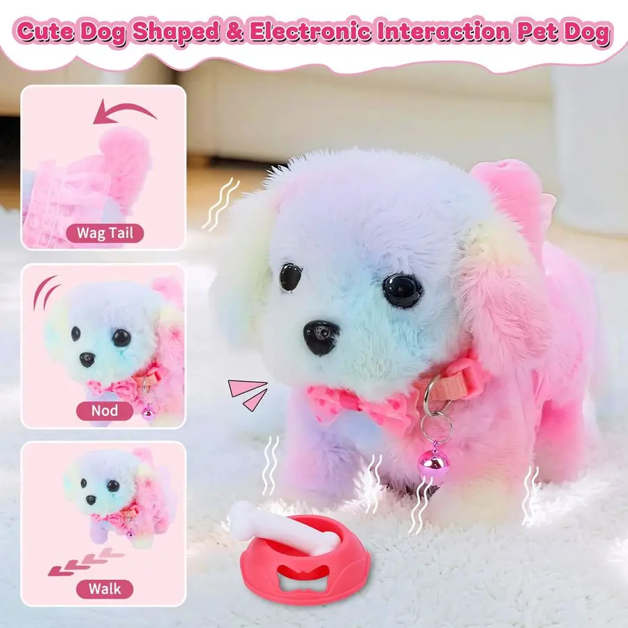 Dog Toys for Kids Girls, Pretend Puppy Stroller Playset for Toddler, Electronic Interactive Walking Barking Dog Toy, Pet Care am