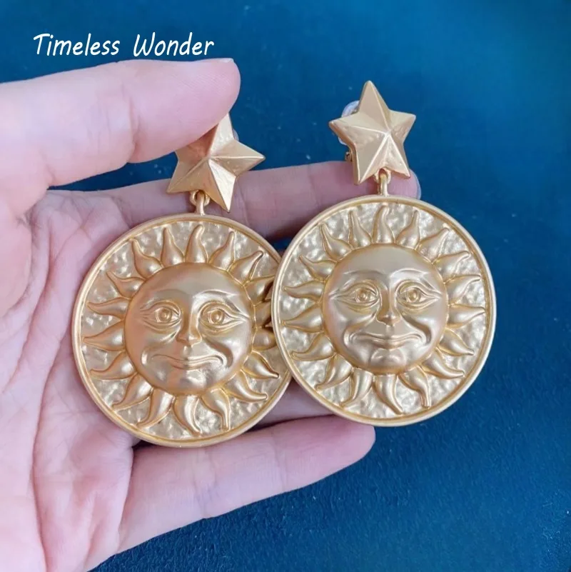 

Timeless Wonder Retro Geo Sun Star Stud Earrings for Women Designer Jewelry Gift Brincos Trendy Mix Rare Gift Vintage 3226