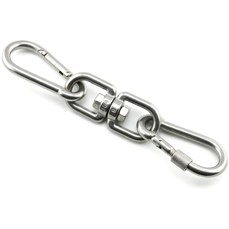 Drehring, doppelseitiger drehbarer Ösenhaken mit Karabinerhaken, robustes Drehring-Set aus Edelstahl zum Aufhängen von Drehgeräten