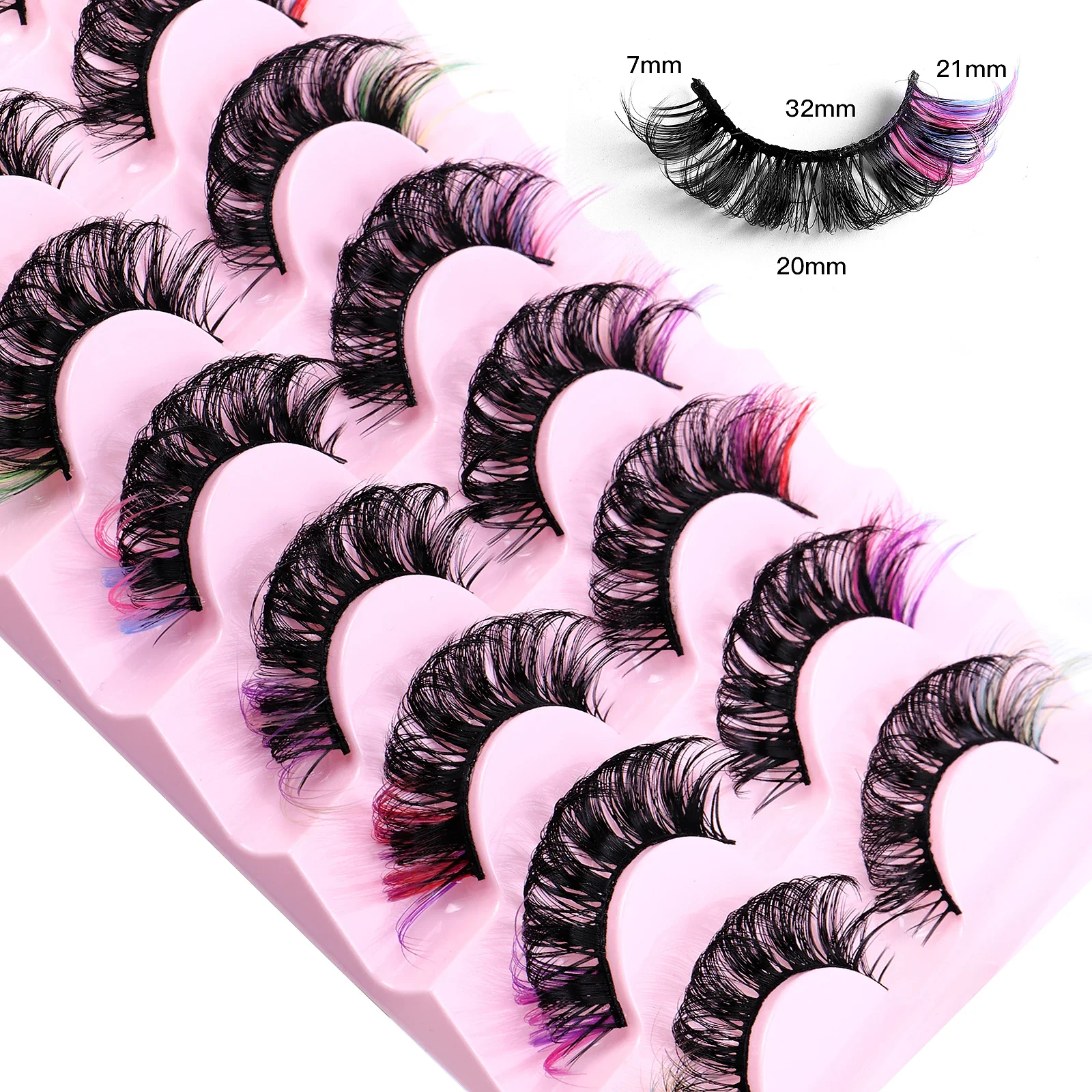 8 Pairs 3D Mink Colored False Eyelashes Dramatic Eyelash Extension Natural Fluffy Lashes