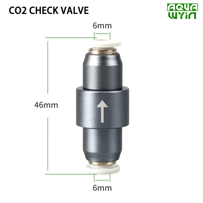 Aquarium CO2 Check Valve Metal Quick Insert 4 * 6mm CO2 Gas Tube Check Valve CO2 Generator Pressure Reducing Valve Accessories