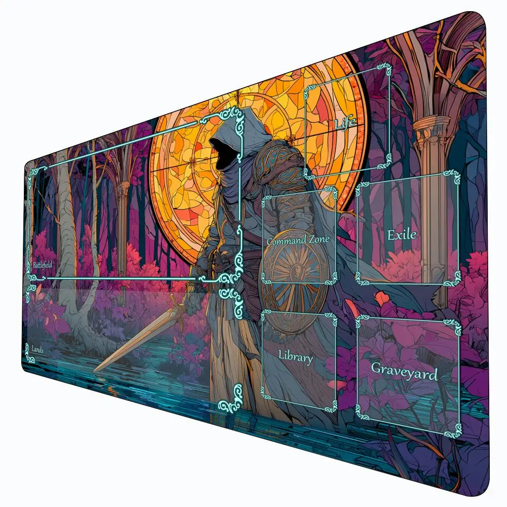 

Forest Sanctuary Knight MTG Playmat Magic Card Battle Mat Non-Slip Durable 35X60CM Commander playmat Board Game Mat for TCG