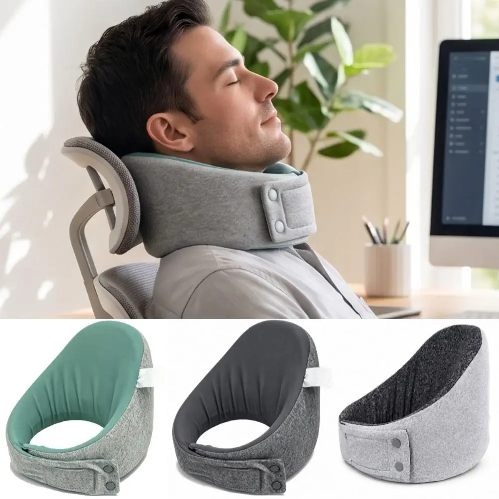 Ergonomic U-Shaped Neck Pillow with Storage Bag Cervical Support Travel Portable Neck Pillow Detachable Washable Cover