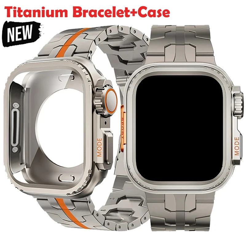 

Титановый ремешок для Apple Watch Ultra 2 49 мм 46 мм 45 44 мм, металлический защитный чехол, рамка-бампер для IWatch Series10 9 8 7654SE