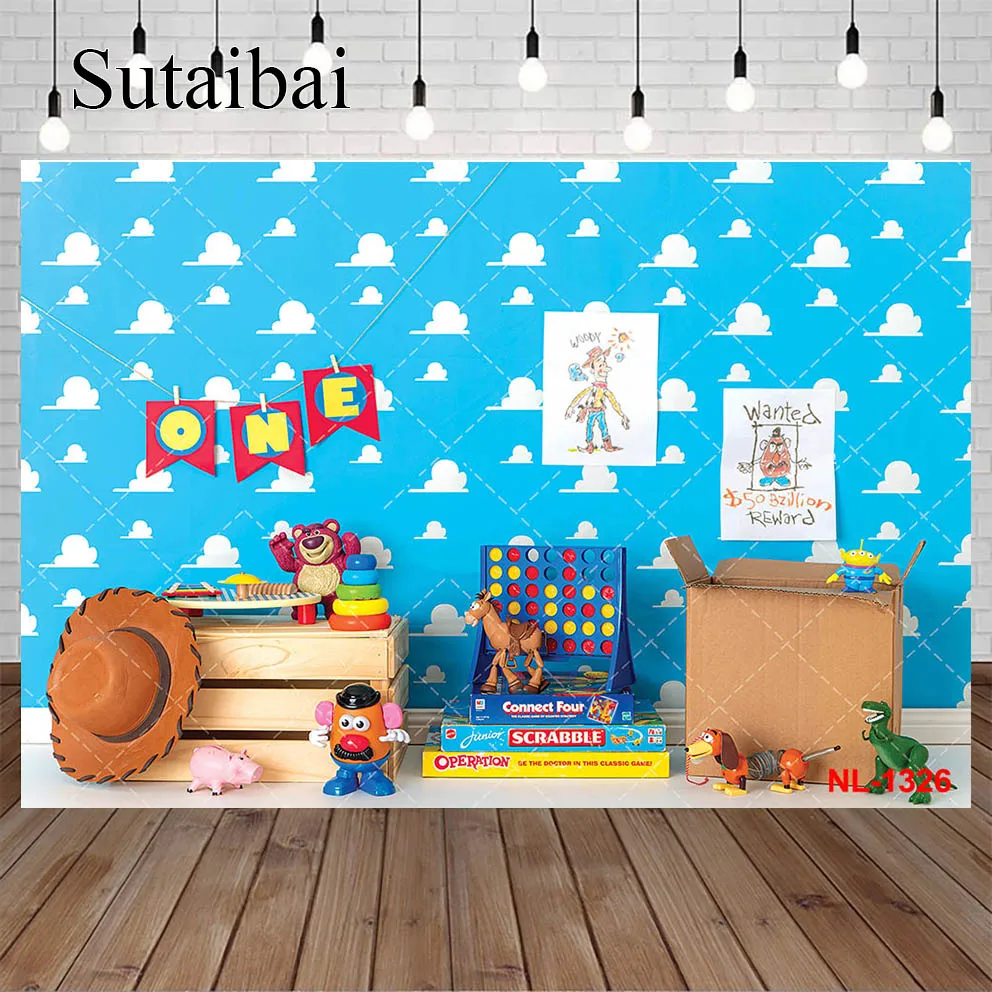 

Toy Story Photography Backdrops Custom Cartoon Birthday Photocall Photo Backdrop for Photo Studio Cilindros Para Fiesta