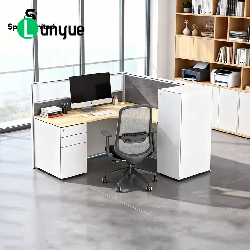 Modular Office Partition Workstation Single Desk with Privacy Screen Metal Frame Furniture for Home Office Workspace Durable