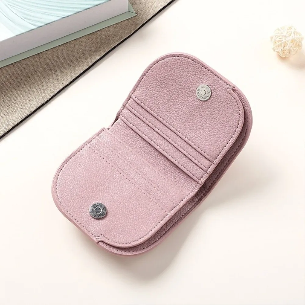 Tragbare Zipper Kurze Brieftasche Mini Koreanischen Stil Geldbörse Multi-karte Einfarbig PU Leder Karte Halter Student