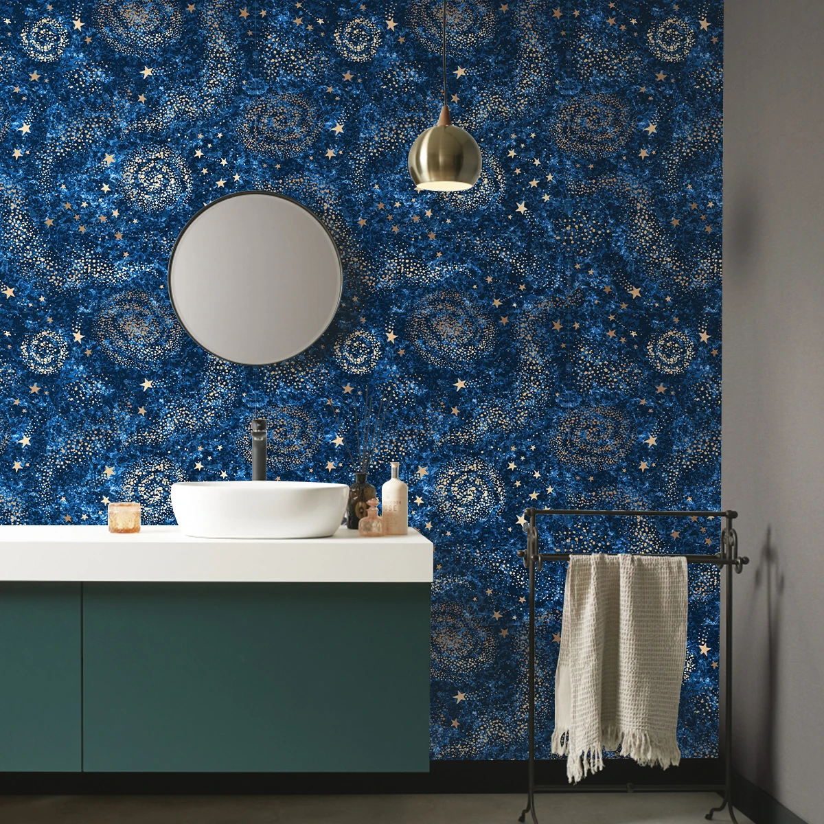 

Темно-синий домашний роскошный декор для гостиной, обои с туманностью, ПВХ настенный декор, виниловая напольная наклейка, наклейка для домашнего декора