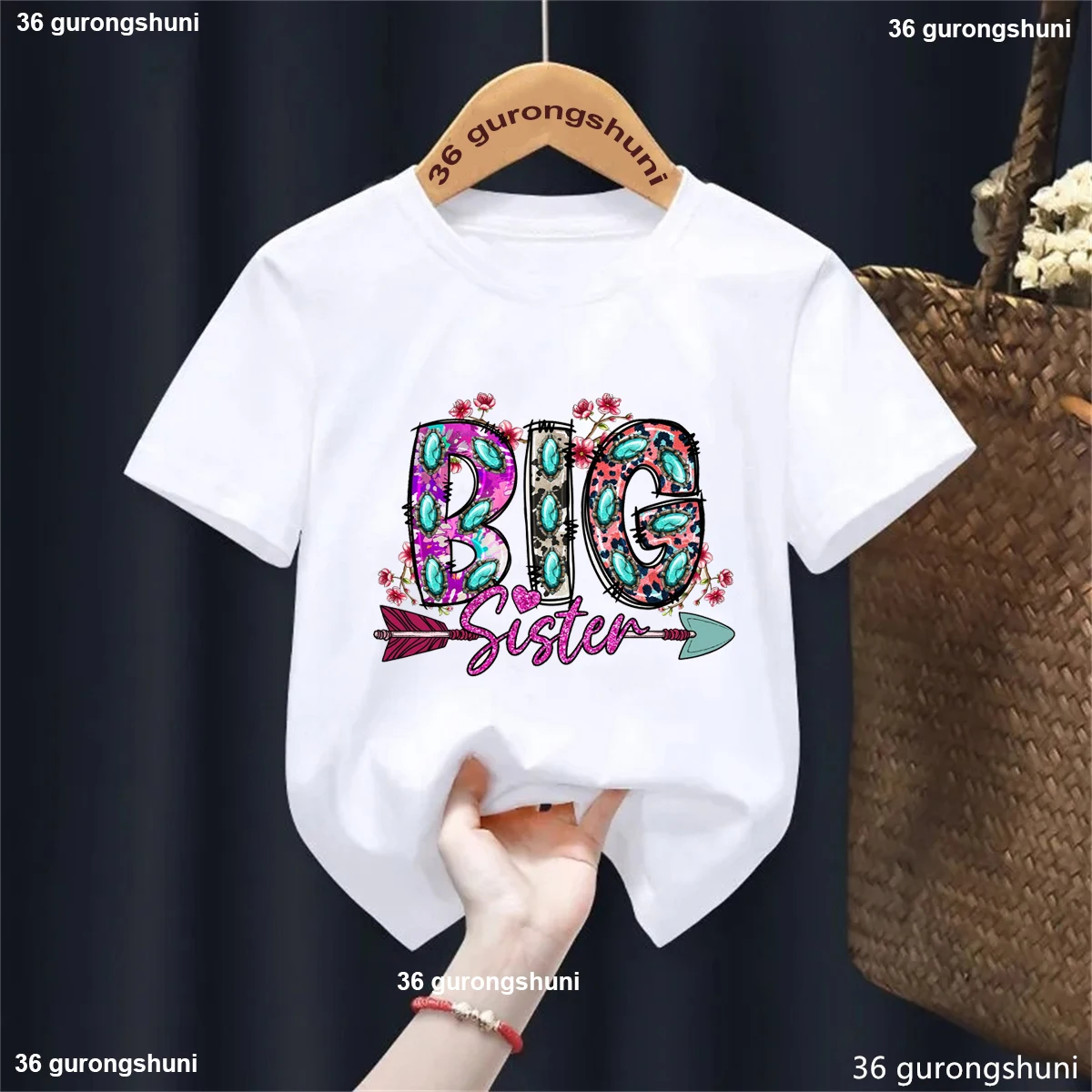 Big Sister Graphic Printed Tshirt Girls Kawaii Kids Clothes Sister Club Children'S Clothing Harajuku Shirt Solid T Shirt