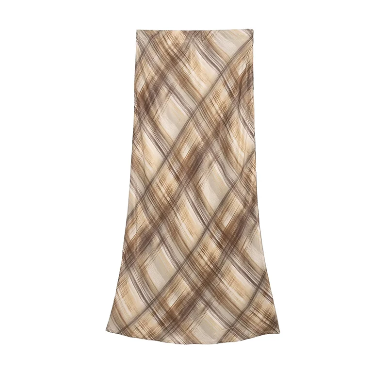 กระโปรงยาวพิมพ์ลายวินเทจสำหรับผู้หญิง ปี 2026 แฟชั่นใหม่ ผ้าซาติน หรูหรา สำหรับงานปาร์ตี้ กระโปรงยาวลำลองสไตล์ไฮสตรีทสำหรับผู้หญิง ﻿