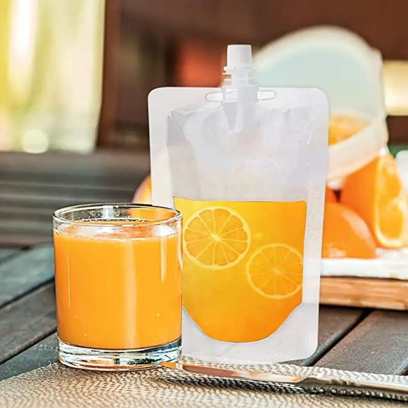 100ml~500ml Reusable Drink Pouches Bags Transparent Stand up Spout Beverage Bags Container Party Wedding Fruit Juice Beer