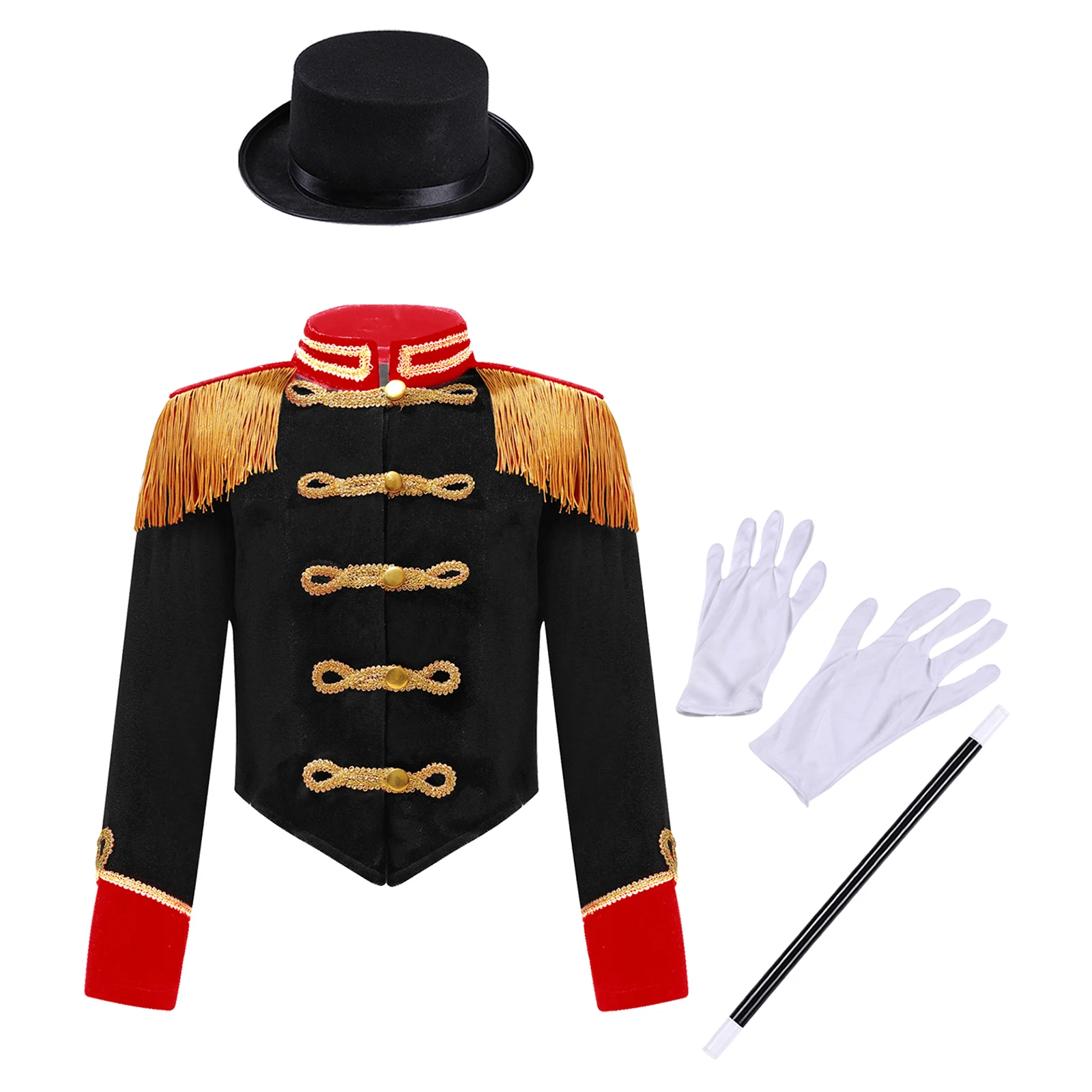 

Girls Circus Ringmaster Costume Fringe Tassel Jacket Ringleader Drummer Medieval Magician Cosplay Performance Costume