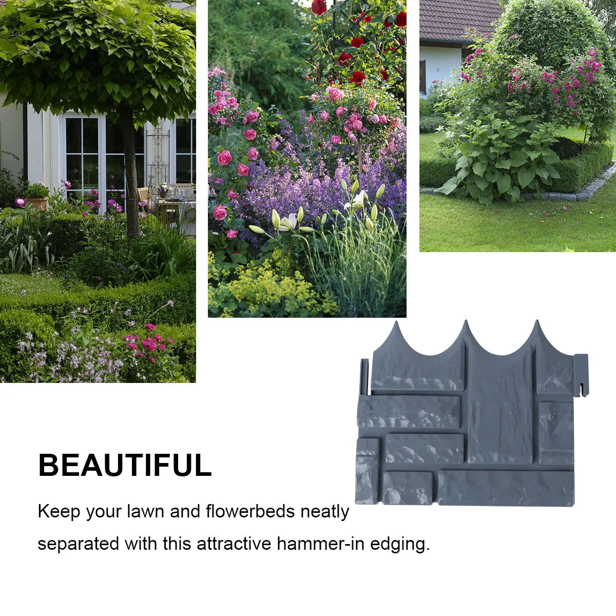 

10Pcs Plastic Fence Garden Fence Foldable Splice Hammer-in Edging for Lawn Border Plant Border Lawn Edging Look