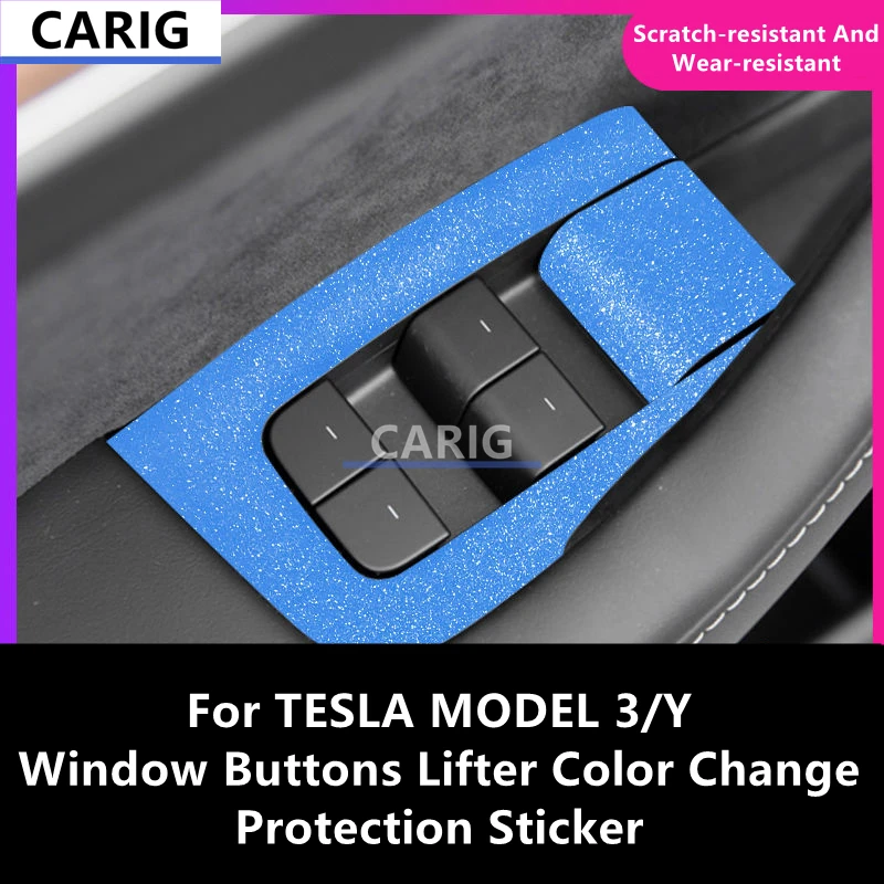 For TESLA MODEL 3/Y Window Buttons Lifter Color Change Protection Sticker Carbon Fiber Pattern  Film Modification Accessories