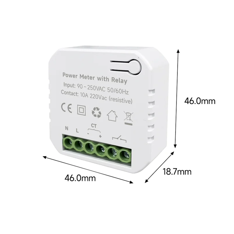 A45U TUYA Smart Life Wifi Energy Meter 80A With On/Off 1 Transformer PV Solar Bi-Directional Multifunction Energy Meter Durable