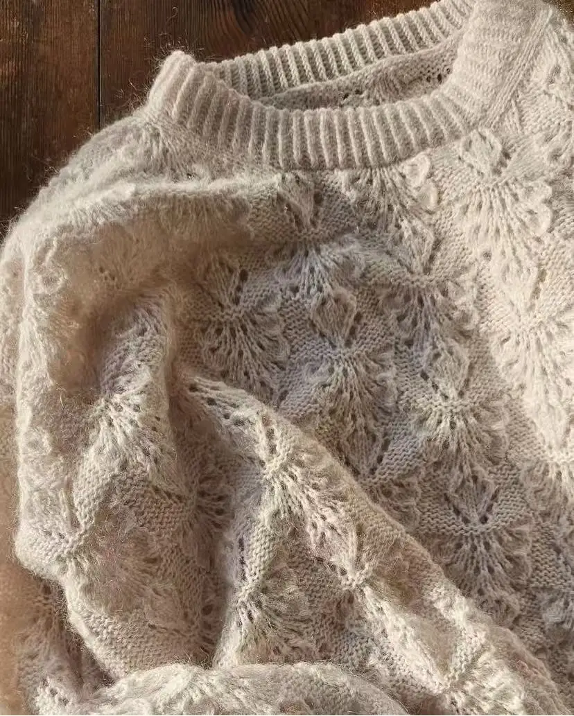 Gentle~Women's casual patterned mohair sweater pullover, comfortable and soft long sleeved sweater, hand woven top new style