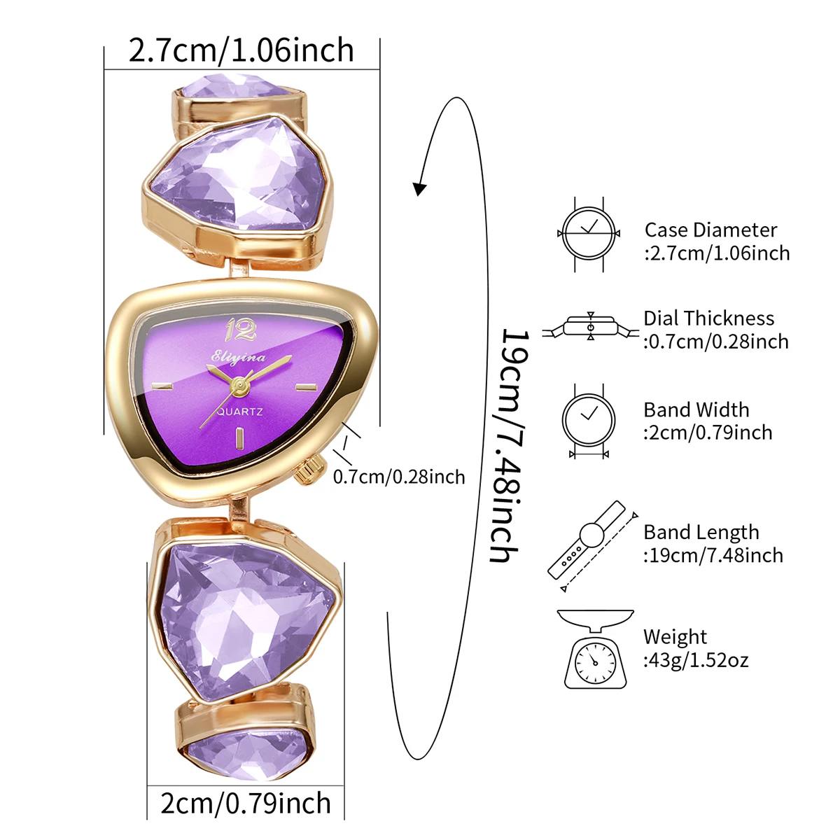 Elegant Rhinestone Bracelet Strap Women Watches Fashion Irregular Dial Ladies Quartz Wristwatch Reloj Mujer (Without Box) image 6