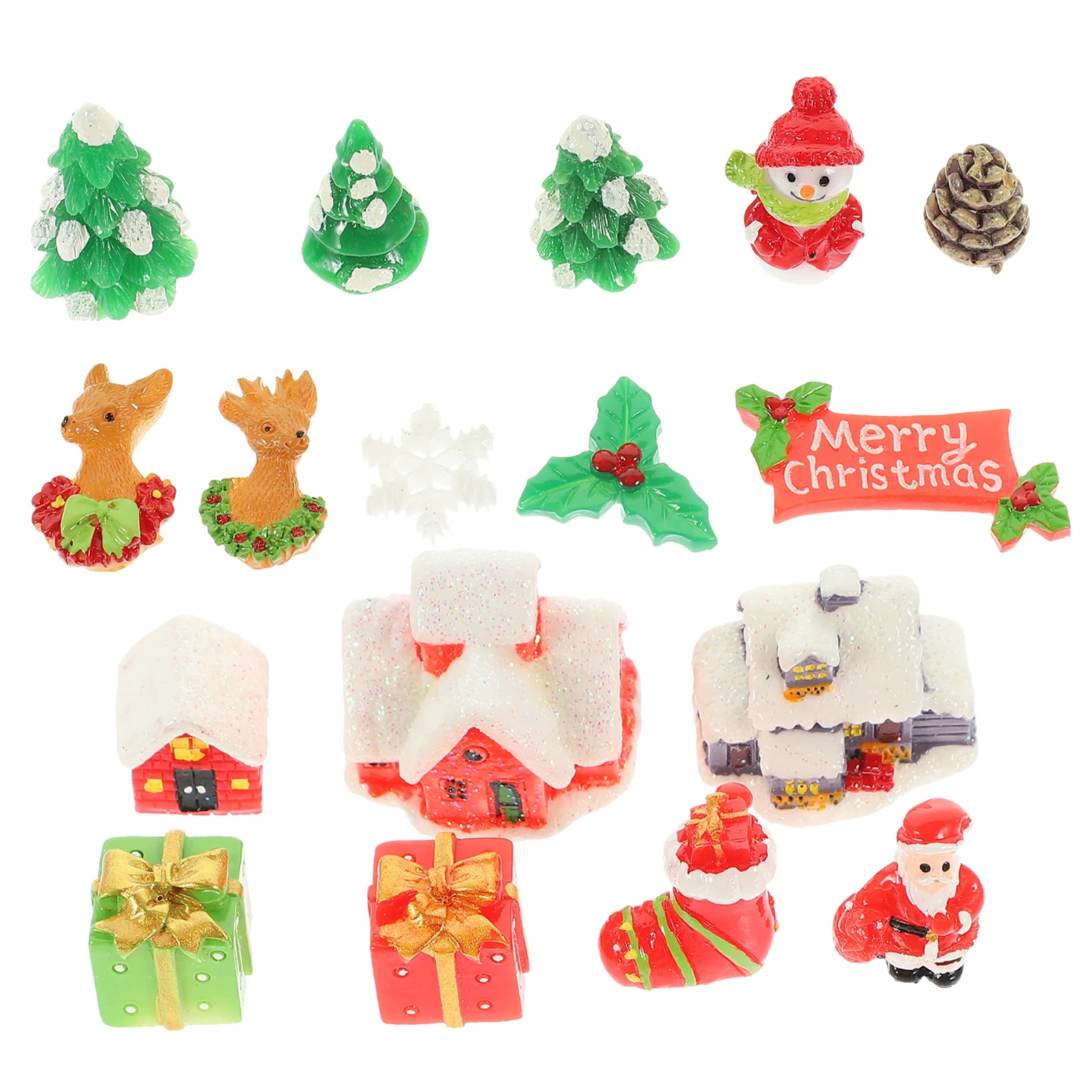 

1Set Christmas Miniatures for Crafts Resin Micro Landscape Decorations Tree Ornament Kit Festive Table Display Collection