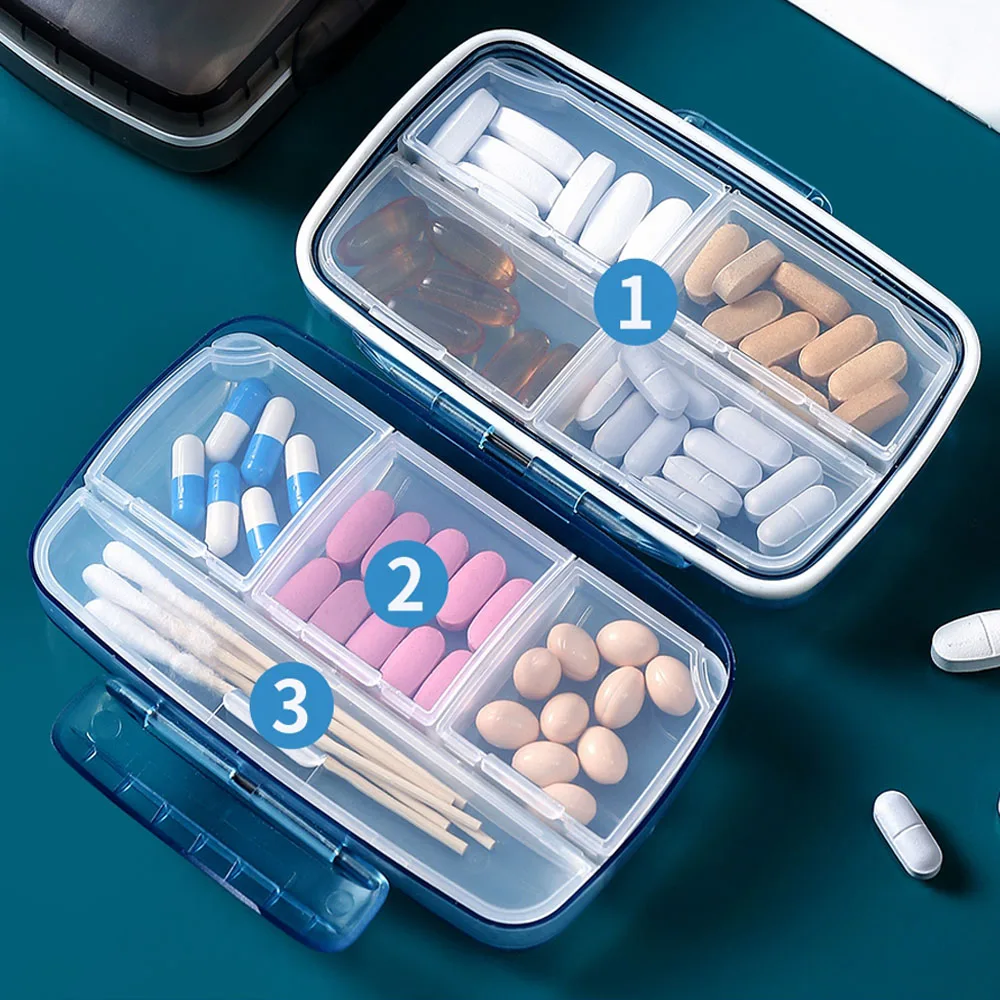 Large Capacity Medicine Pill Box 8 Grids Pills Dispenser Sealed Storage Pill Box Pill Organizer Tablet Pillbox Case Drug Divider