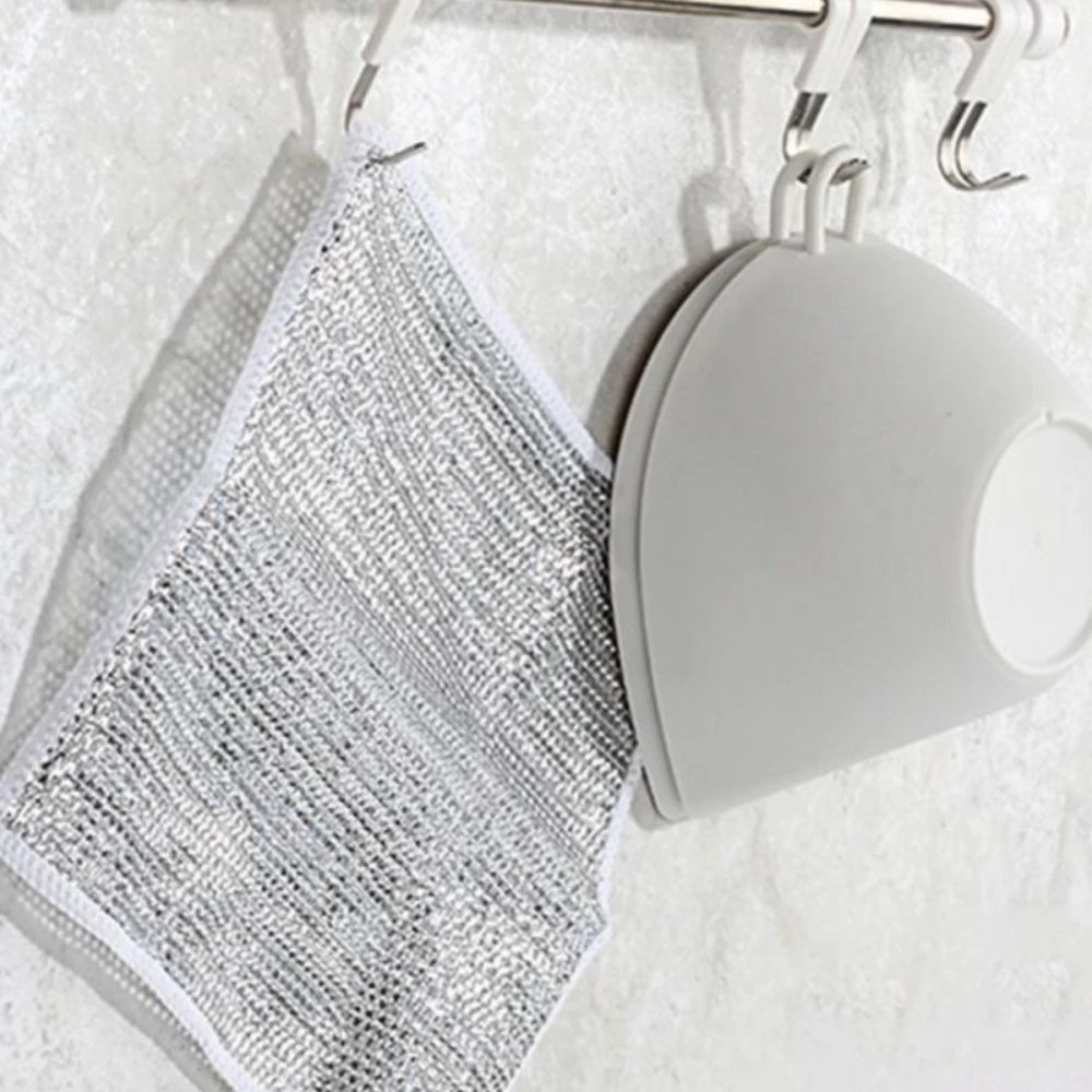 30pcs Silver Wire Dishcloths Non-Stick Dishcloths Household Kitchen Stovetop Dishwashing Brush Wire Dishcloths