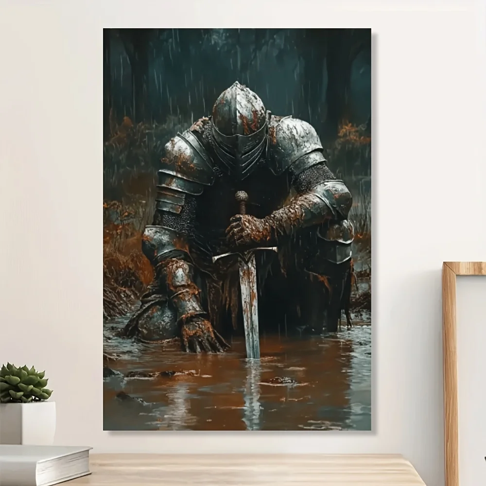 1pc Medieval Knight Canvas Art Print - Classic Style, Unframed Wall Decor for Bedroom, Living Room, Office, Cafe, Bar, Dorm & Ba
