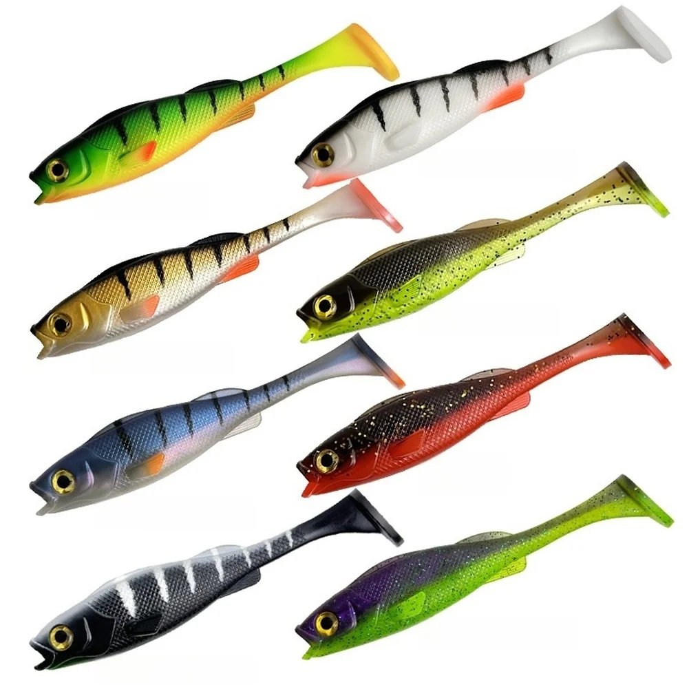 Soft PVC Fishing Lure for For bass with Glitter Reflective Scales Lifelike Eyes and Natural Wobbling Motion in Water Column