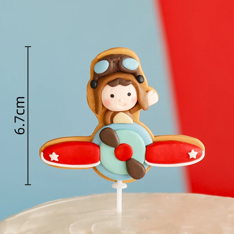 Cartoon Pilot Bär Kuchen Topper Luftfahrt Thema mit Sternen Luftballons für Happy 1st Birthday Party Baby Shower Dekor – Detail 11