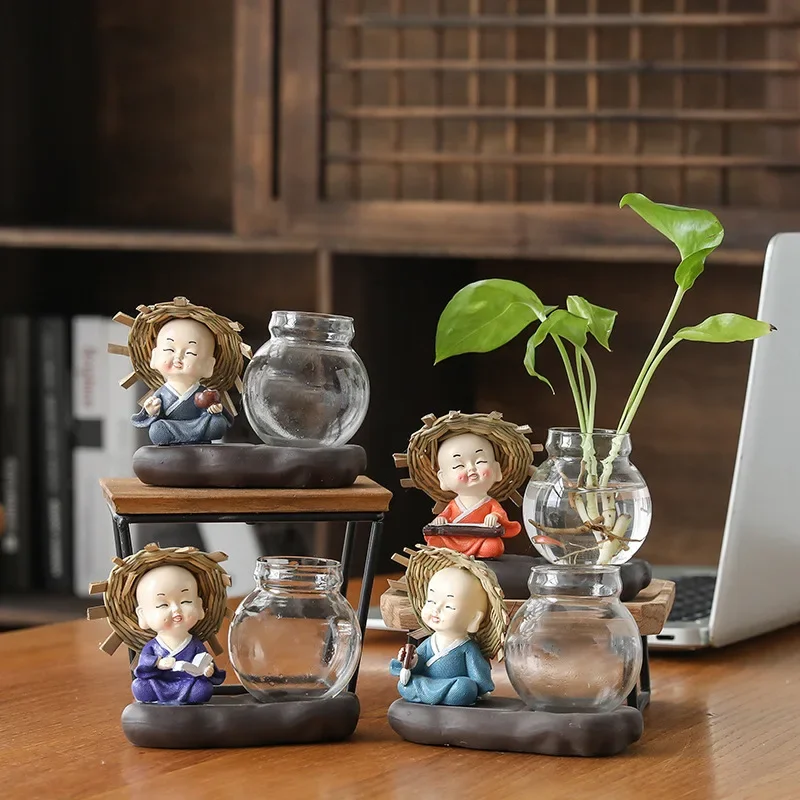 Green Luo Aquatic Flower Pots, Vases, Transparent Glass Flower Arrangement, Creative Aquatic Plant Flower Wares, Living Room