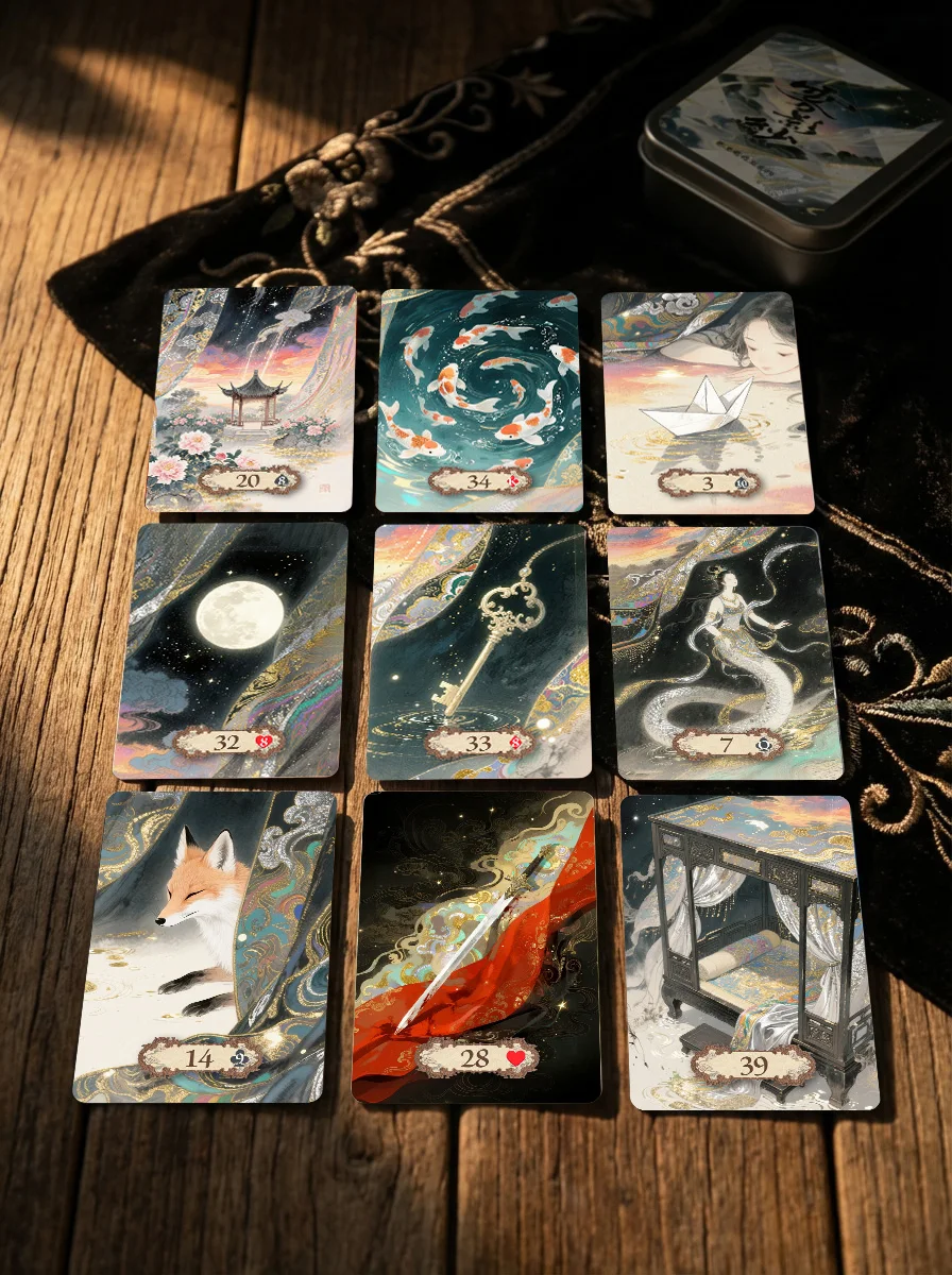 Veserti Original Rana Lenormand Edición PVC Foggy Veil, Juego de Cartas con Núcleo de Papel Negro para 10 Jugadores, Nivel Avanzado