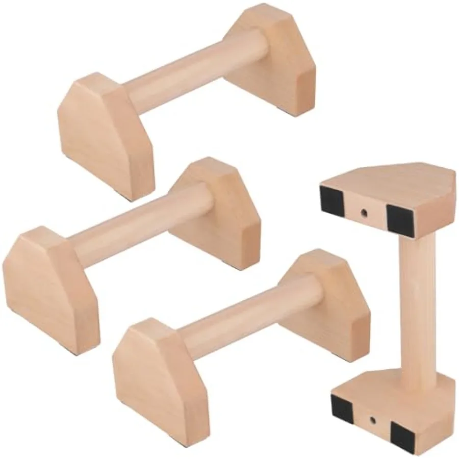 

4 шт. деревянных параллеток для отжиманий, 2 пары с противоскользящим основанием, 10 x 5 x 3,7 дюйма, оборудование для фитнеса и калистеники