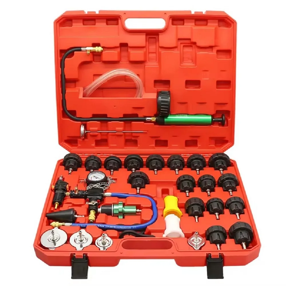 34Pcs Universal Radiator Pressure Tester New Cooling System Set Vacuum Type Test Water Tank Leak Detection Detector Tool