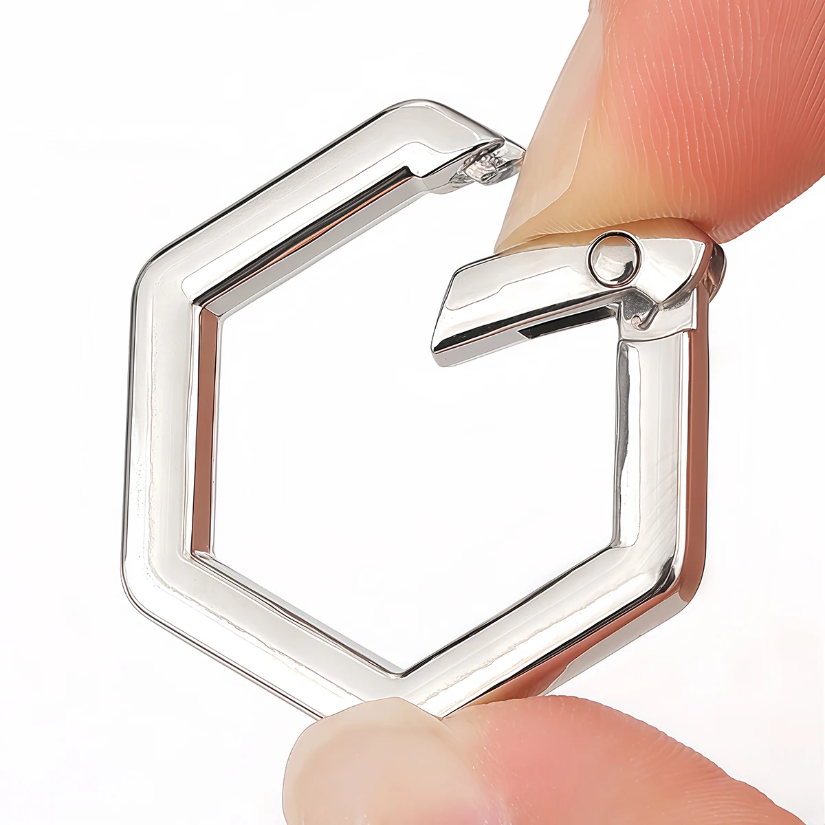 2 Stück Sechskant-Federverschluss-O-Ring-Schnalle, zum Öffnen geeignet, für Leder, Taschen, Handtaschen, Gürtel, Riemen, zum Verbinden von Schlüsselringen, Anhängern, Schlüsselketten, Druckverschluss, Clip – Detail 5