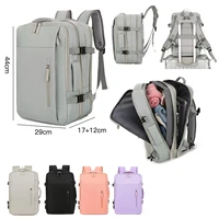 Mochila de viaje expandible: bolso Oxford multibolsillo para computadora portátil con compartimento dedicado y cremalleras de doble acceso para viajes diarios