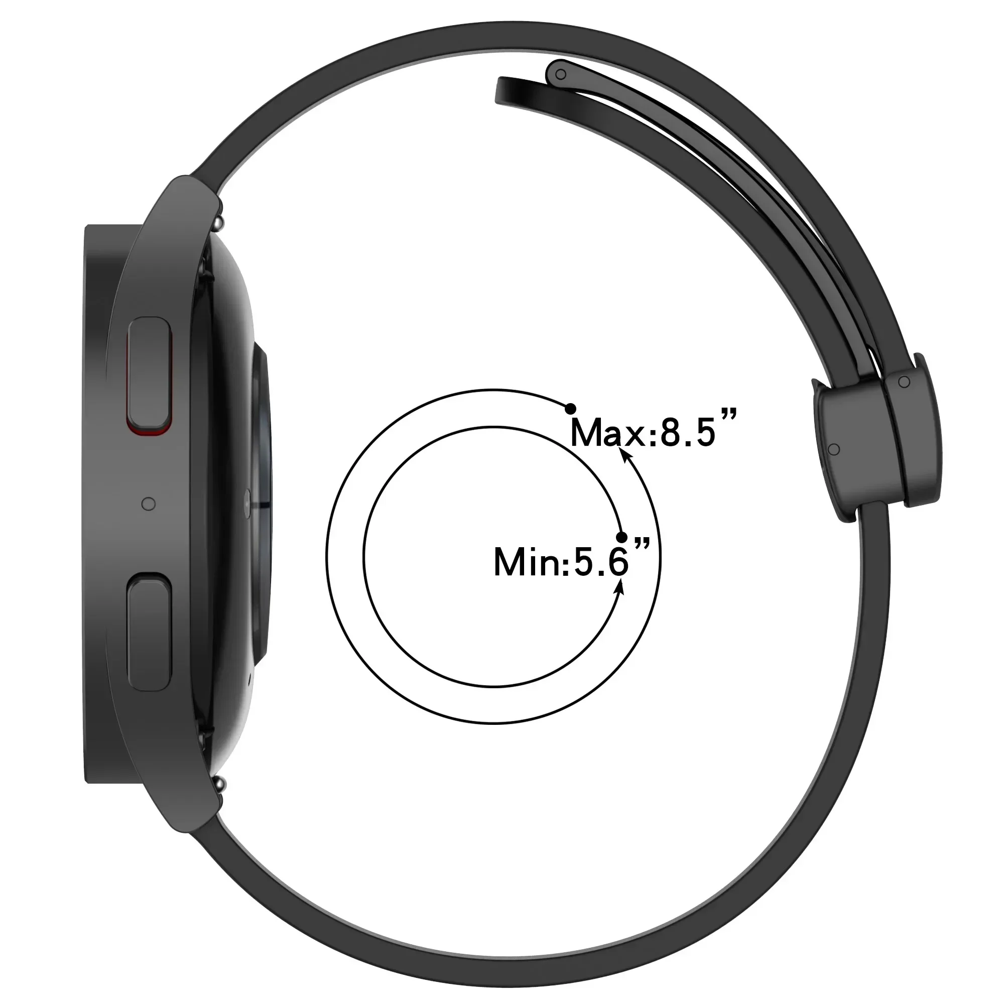 20-mm- bzw. 22-mm-Armband für Samsung Galaxy Watch 6/4/5 Pro/Classic/Gear S3/Active 2, Sport-Silikonarmband mit Magnetverschluss, Huawei GT 2 2e 3. – Detail 3