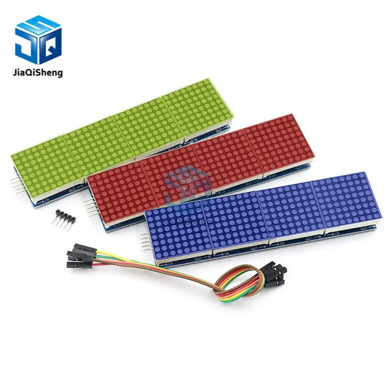 MAX7219 Dot Matrix Module For Arduino Microcontroller 4 In One Display with 5P Line Red Green Blue