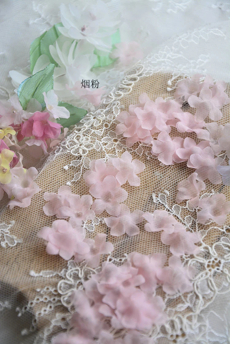 100 Stück Mehrfarbige DIY Handgemachte 3D-Organza-Blumen für Hochzeitskleider, Schleier, Mini-Blumen, Babykleidung, Bastelmaterialien 2,2 cm RS4853 – Detail 23