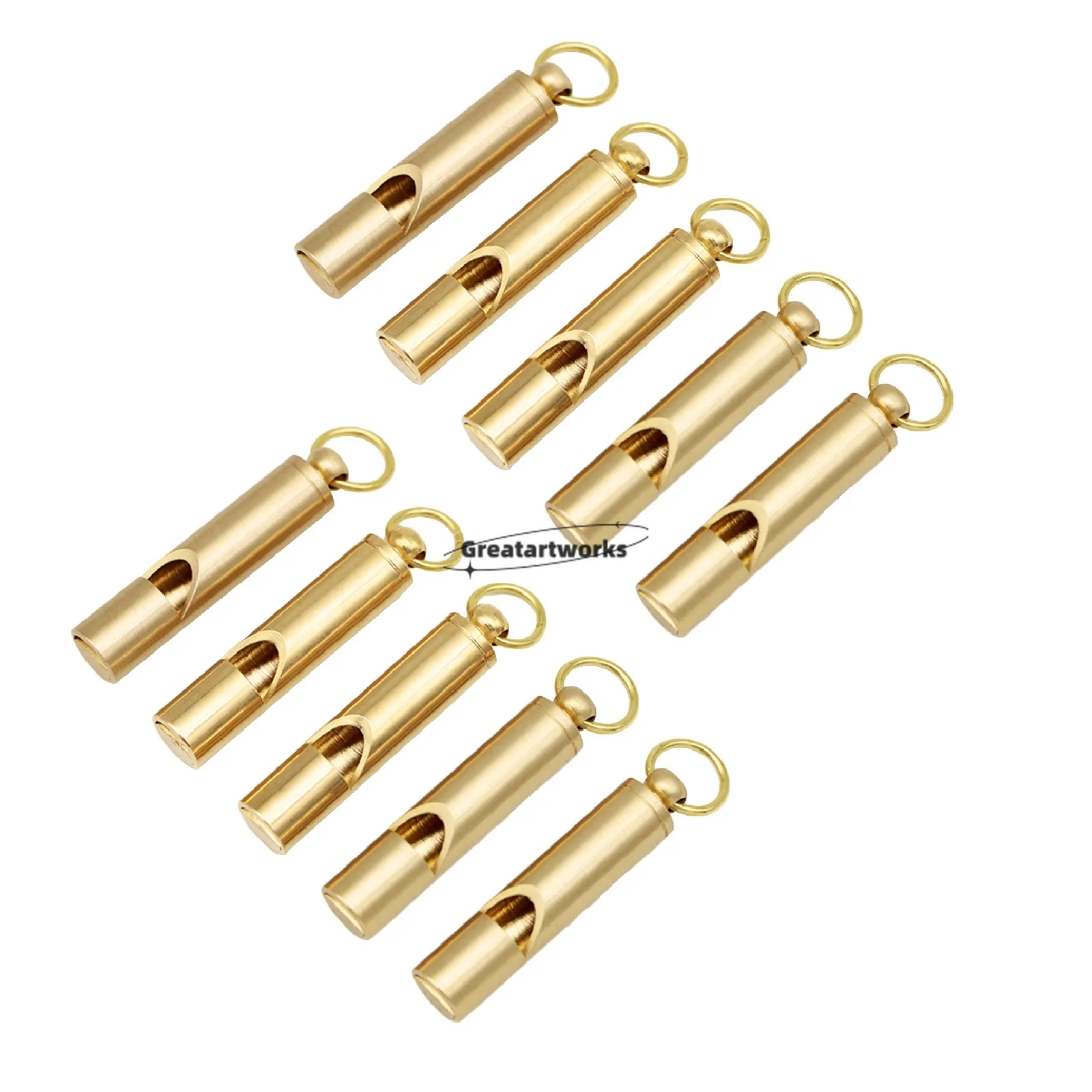 10pcs Outdoor Survival Whistle Solid Brass Decor Key-chain Ring EDC Pure Copper Outdoor Survival Equipment Referees Camper Fans