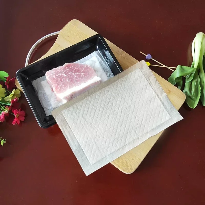 Fresh Food Water Absorbent Pads Fish Meat Blood Sucking Paper Disposable Rectangular Black White Fruit Mat Supermarket Dedicated
