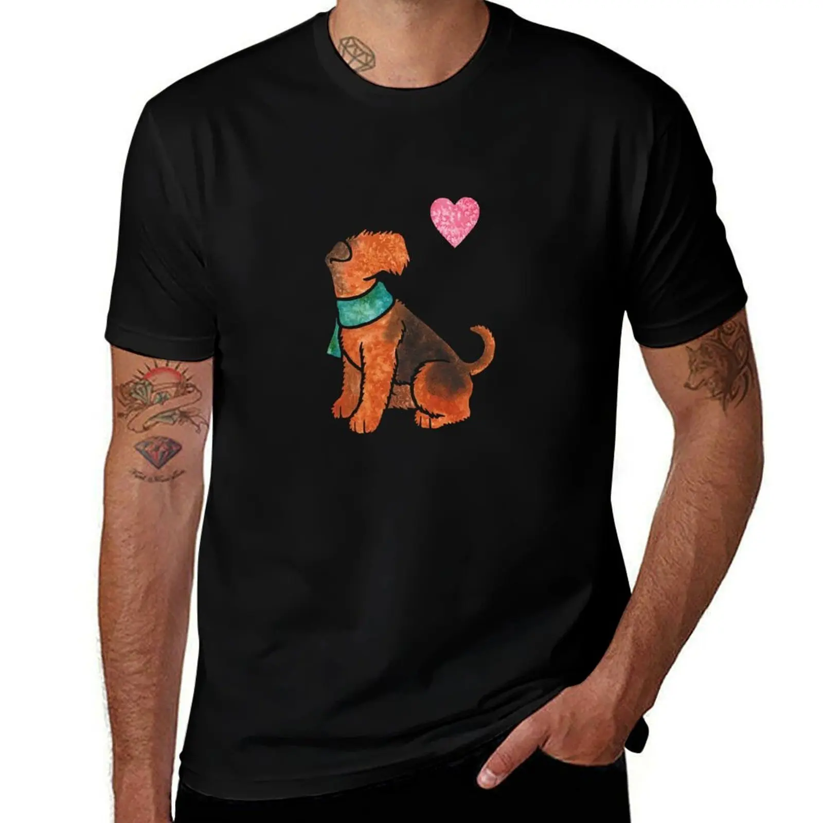 Watercolour Welsh Terrier T-Shirt Casual Street Style Short Sleeve Tee T-Shirt