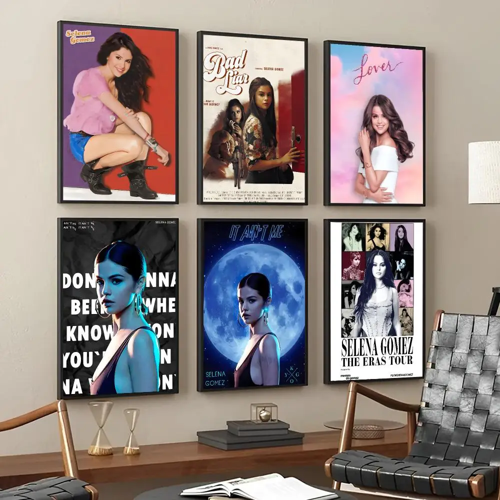 Singer S-Selena Gomez Poster Decorative Wall Art Stickers Mural For Home Living Room Hallway Decor Gift