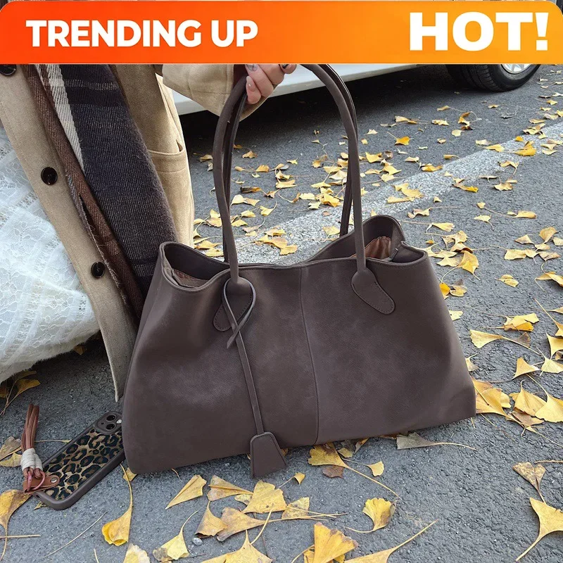Vintage Casual Tote Bag New Large-capacity Handbag Europe America Popular Hot Selling Underarm Bag High-quality Pu Commuter Bags