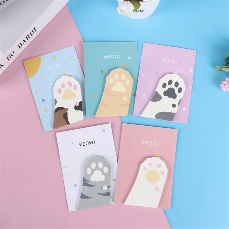 2*30sheets Cat Paw Memo Pads Cute Sticky Notes Kawaii Stationery Notebook Planner Journal Decorations School Supplies