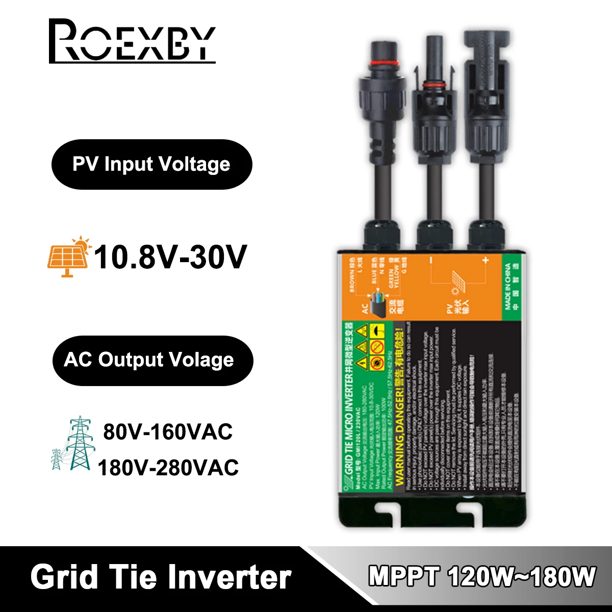 Microinversor MPPT de 120W, 150W, 180W, sistema de conexión a red PV para uso doméstico, entrada Solar de DC10.8-30V, salida de AC110V-240V